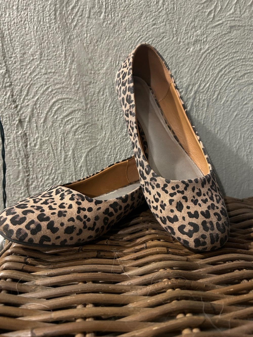 Leopard Print Women's Ballet Flats in Beige and Black